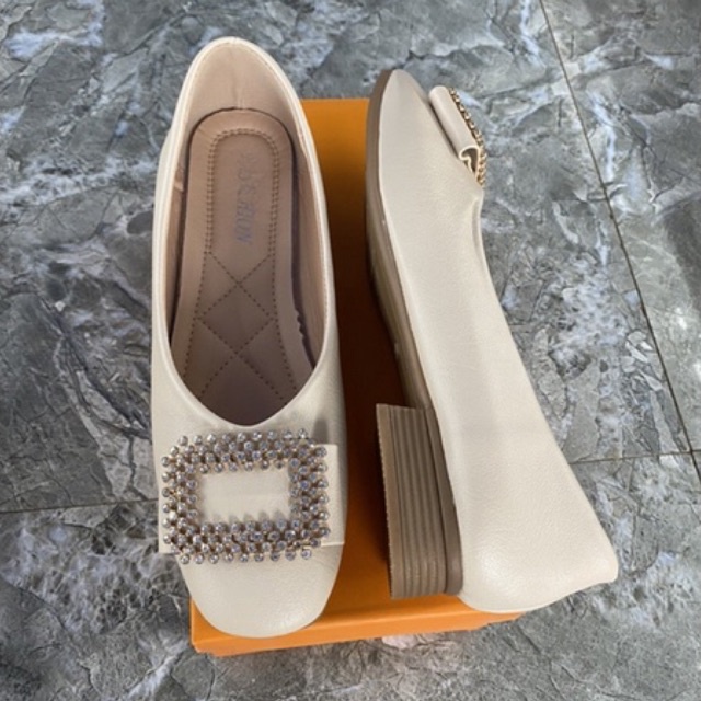 Giày búp bê da 2p cho nữ, Giày bệt êm chân, da mềm đẹp, Giày lười mũi tròn hàng Quảng Châu siêu đẹp full hôp