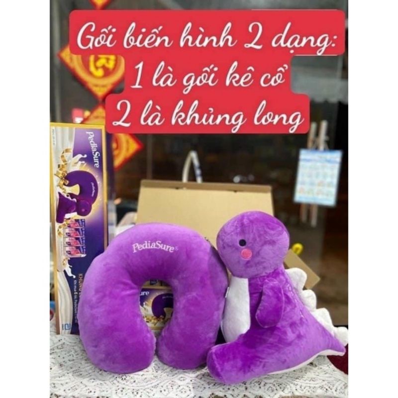 Gối cố biến hình khủng long hạt xốp 2in1