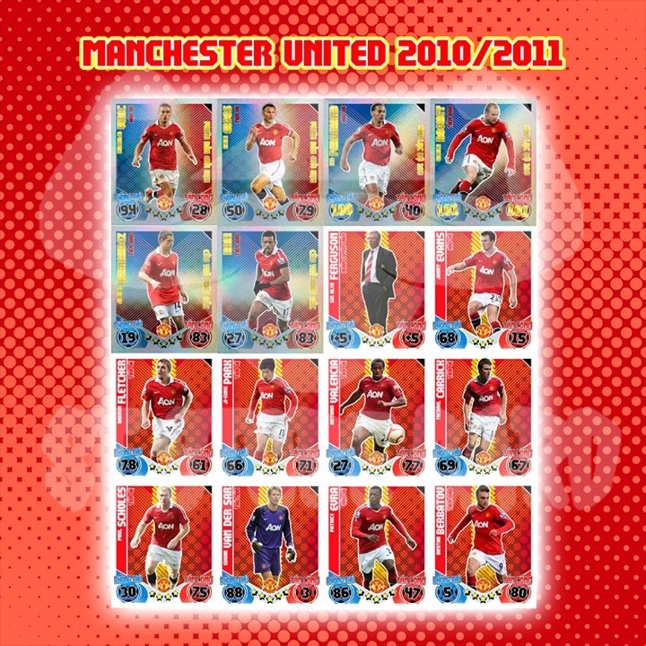 Thẻ cầu thủ Manchester United các mùa 2010-2020 size Poca Match Attax thẻ in custom ST STORE CARD