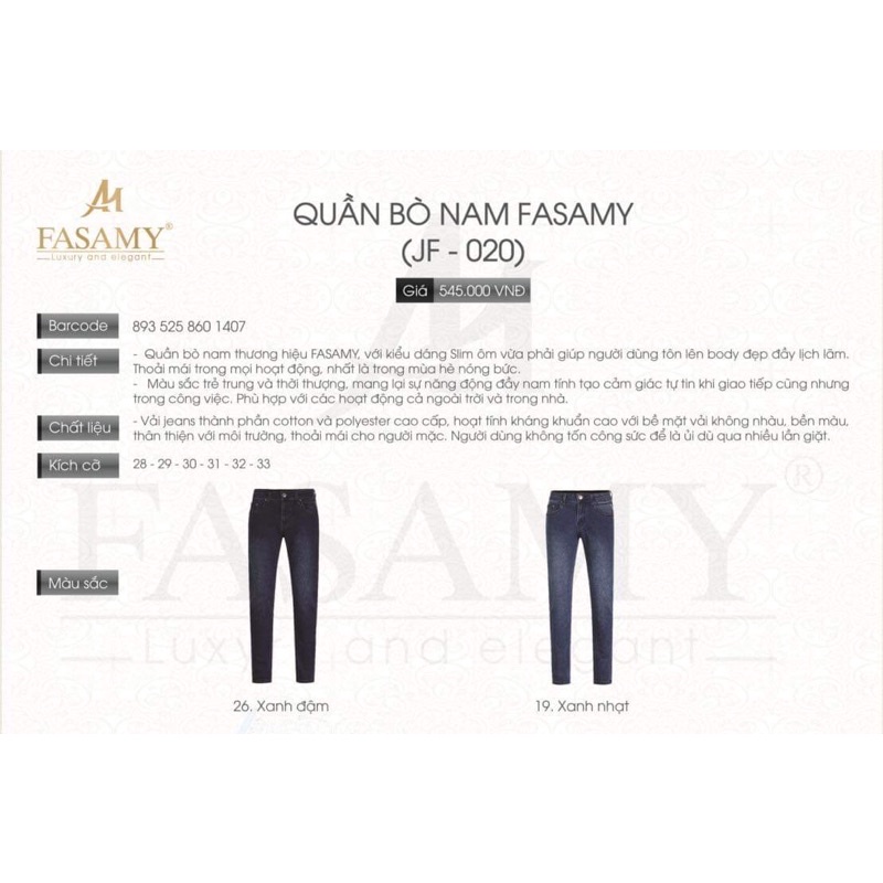 Quần Bò Nam Fasamy (020)