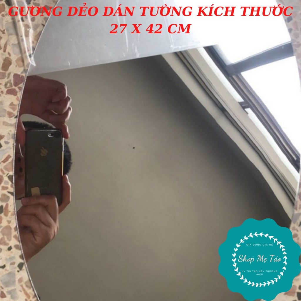 Gương dẻo dán tường hình bầu dục kích thước 27*42 CM.