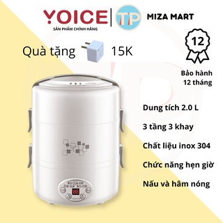 Hộp cơm cắm điện 3 tầng Yoice Y-DFH11, giữ nhiệt, hâm nóng và nấu chín, dùng cho văn phòng, inox 304 cao cấp