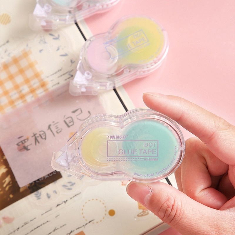 Ông Giấy 3 mô hình 1 băng Macaron màu gradient chấm keo nhựa sáng tạo trong suốt tài khoản tay dán trang trí DIY sinh viên văn phòng văn phòng băng keo hai mặt