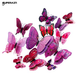 Set 12 miếng dán tường trang trí hình bướm 3D