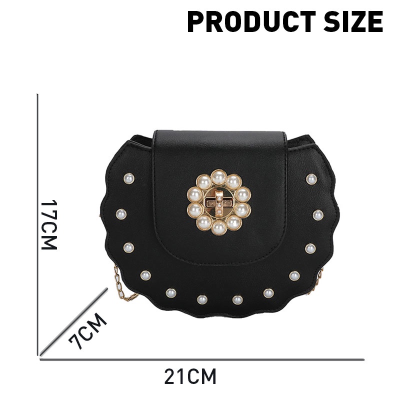 Túi đeo chéo YADOU đính ngọc trai giả thời trang xinh xắn cho nữ