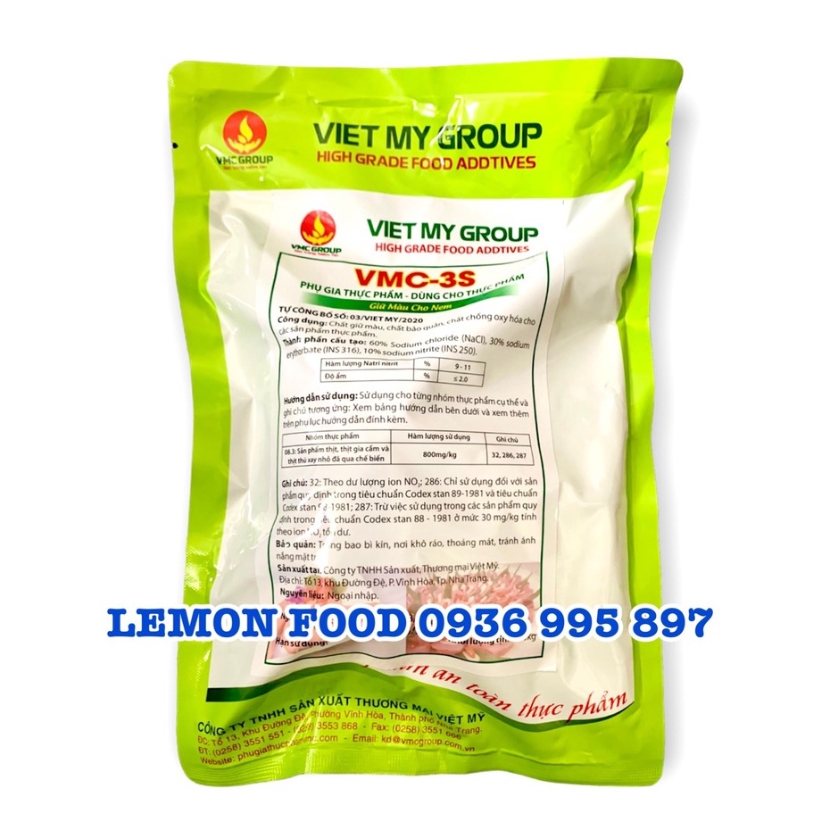 1Kg Muối đỏ VMC 3S tạo màu đỏ hồng chuyên dùng cho nem chua, giò chả, xúc xích, lạp xưởng