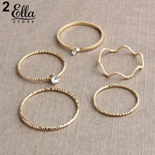 Bộ 5 chiếc nhẫn kiểu dáng thời trang đính đá độc đáo