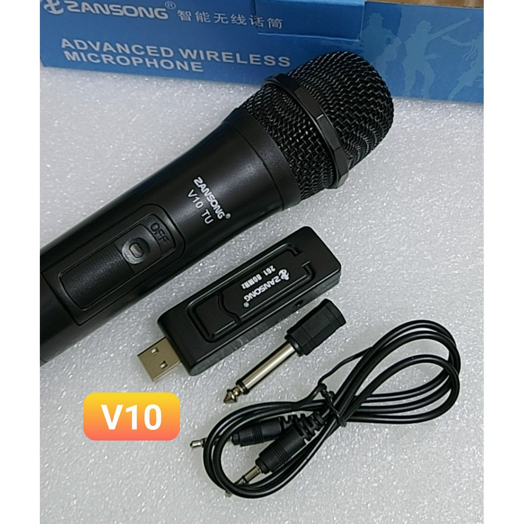 Micro Karaoke không dây v12 + V10 cho loa kéo Daile / Aige / Zansong / Shuae V12 có màn hình LCD