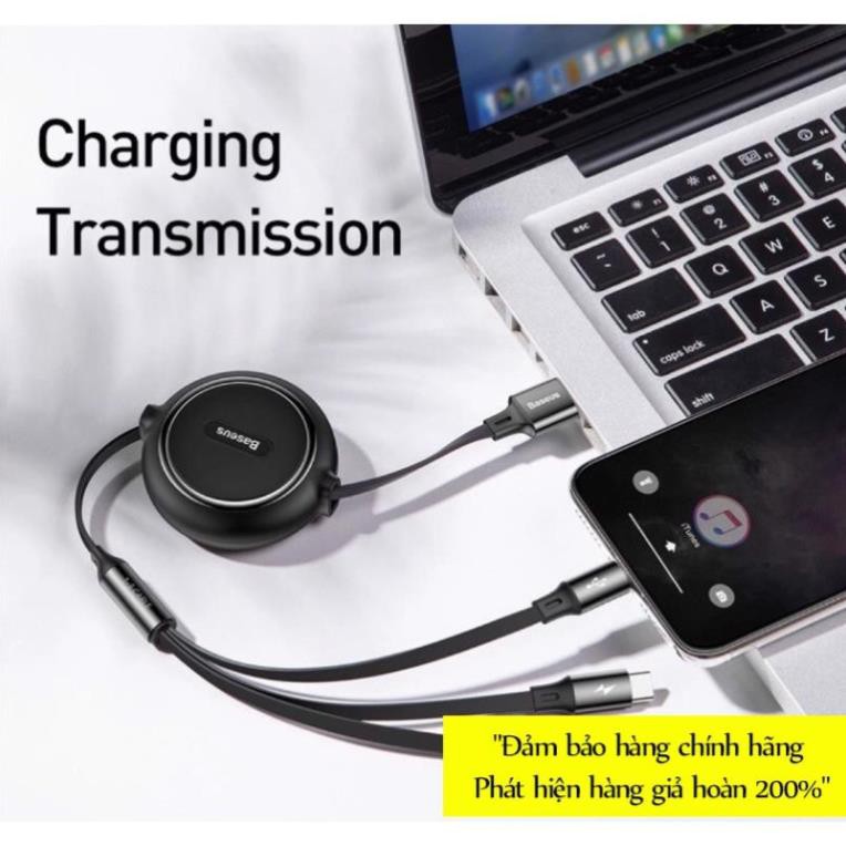 Cáp sạc dây rút 3 đầu Baseus Golden Loop 3 in 1 Elastic (3.5A, Type C/ Lightning/ Micro USB, Adjustable, Fast Charge Cab