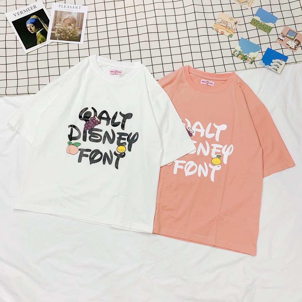 Áo thun tay lỡ 🍇 WALT DISNEY FONT 🍇 phông Unisex nam nữ tee oversize form rộng pull Ulzzang Streetwear Hàn Quốc vải mềm