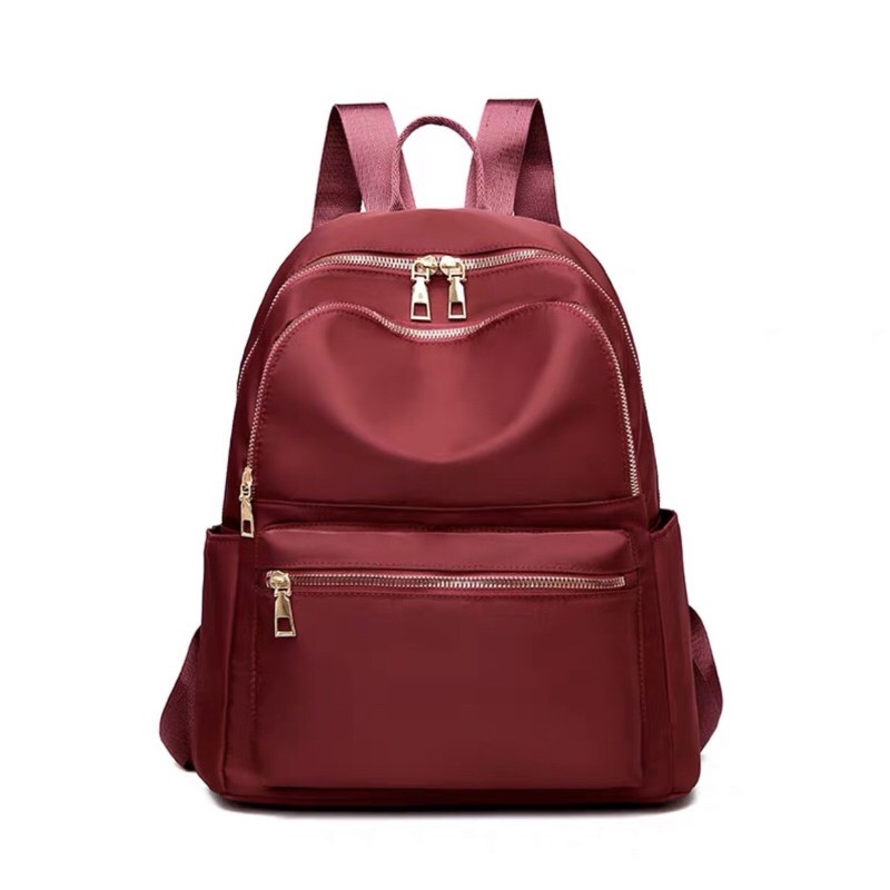 BL40 BALO TRƠN CAO CẤP CHỐNG NƯỚC HAI MÀU ĐỎ ĐEN - BALO THỜI TRANG HỌC SINH - BALO NAM NỮ