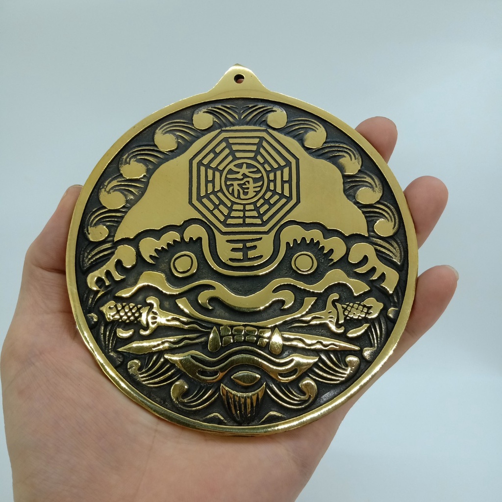 Mặt Hổ Phù Bằng Đồng Có Hình Bát Quái 14cm Và 12 cm