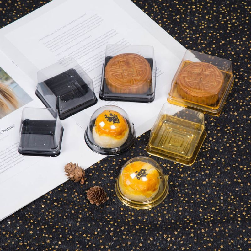 ĐƯỢC❀ Bộ 50 63 / 100g Vuông Bánh Trung Thu Khay Bánh Trung Thu Gói Hộp Đựng