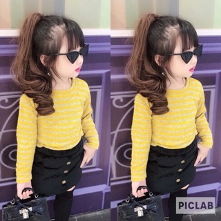 Xả lỗ toàn bộ áo len kẻ cho bé Trai Gái