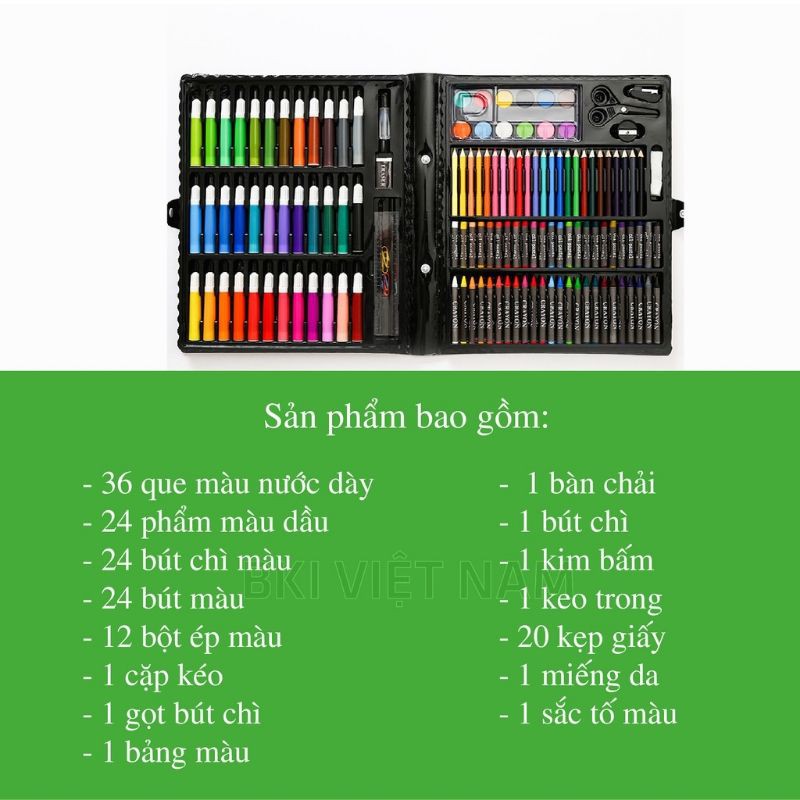 Hộp Bút Màu 150 Chi Tiết Cho Bé, Bộ Màu Vẽ Đa Năng 150 Món Giá Rẻ Cho Bé