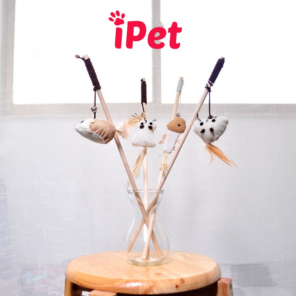 Đồ Chơi Cần Câu Gỗ Trêu Mèo Vờn Bắt - iPet Shop