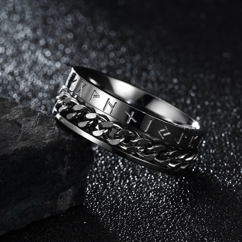Nhẫn Thép Không Gỉ Hình Hoa Phong Cách Viking Dành Cho Nam Và Nữ