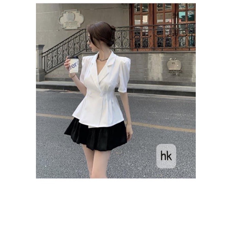 Set áo vest blazer mix chân váy bí (có size XL, có tách lẻ) SJ001