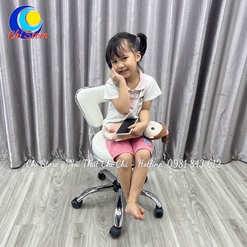 Ghế Xoay Văn Phòng Tựa Lưng, Ghế Phun Xăm Thẩm Mỹ Xoay 360 Độ Tuỳ Chỉnh Độ Cao 40-55cm