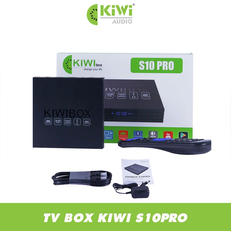 Kiwibox S10 PRO RAM 4G, android box chính hãng KIWI, tích hợp bluetooth 5.0, cổng quang, bảo hành 12 tháng