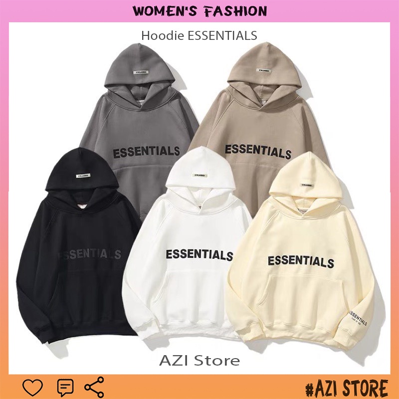 FREESHIP ÁO NỈ HOODIE ESSENTIALS,NỈ BÔNG COTTON 100% MỀM MẠI DÀY DẶN,ÁO NỈ BÔNG UNISEX,FREESIZE DƯỚI 65kg