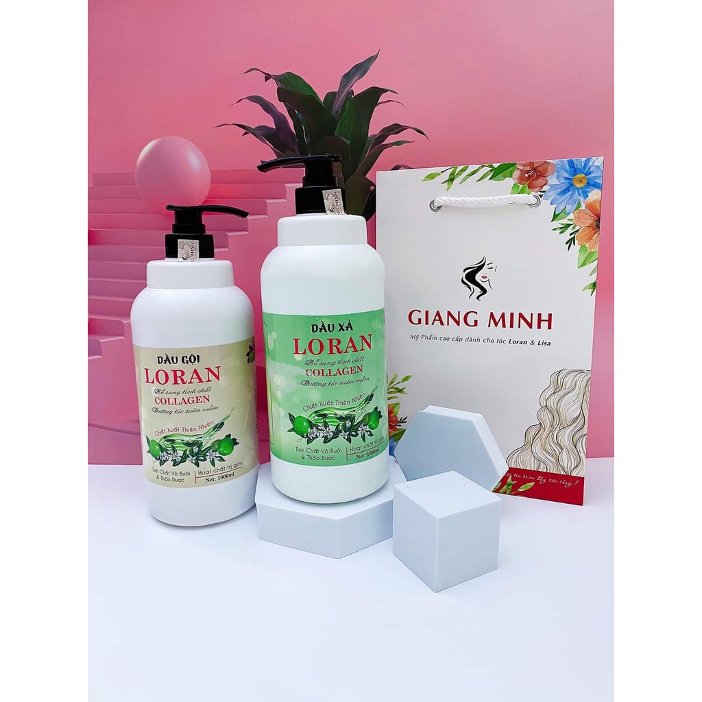 BỘ DẦU GỘI XẢ COLAGEN TINH CHẤT VỎ BƯỞI LORAN COLAGEN.1000ML *2