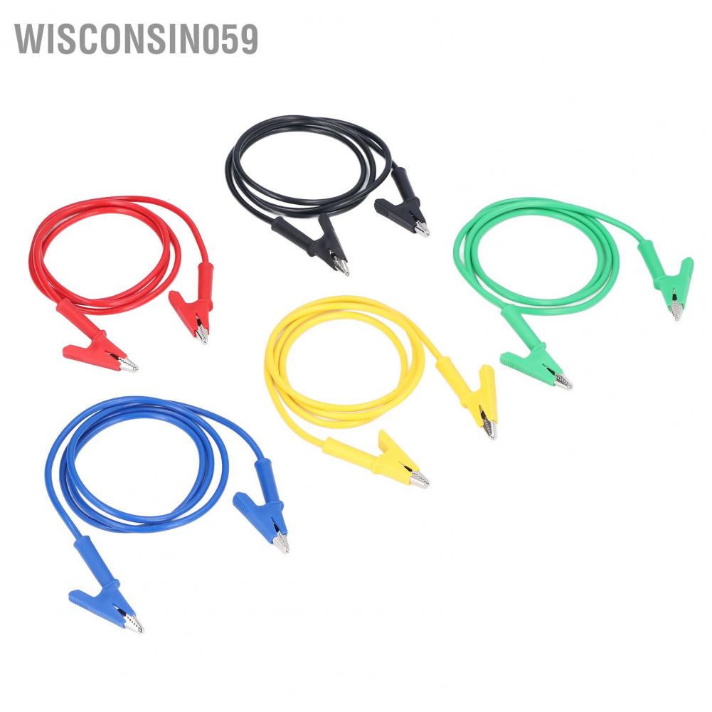 Wisconsin059 5Pcs Crocodile Clip Test Lead Dual Ended 10mm Opening Testing Cable Wire for Battery Vehicle