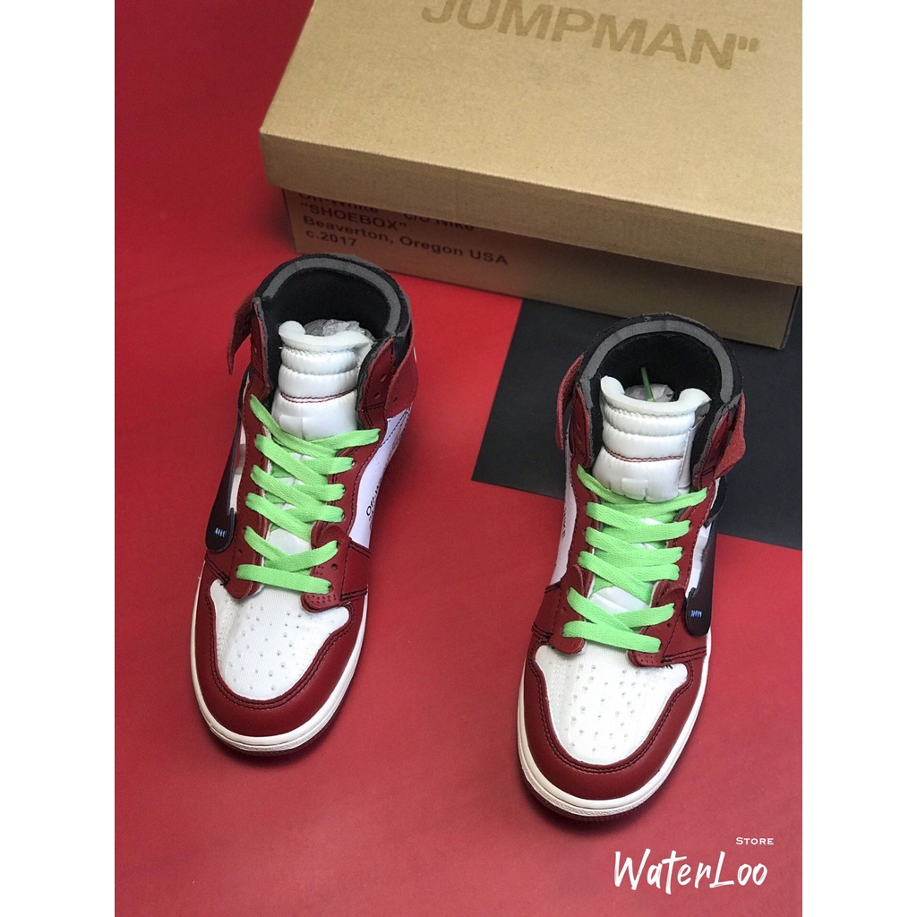 Giày Thể Thao Sneaker AIR JORDAN 1 OFF WHITE Retro High Chicago Đỏ Trắng Cổ Cao Siêu Phong Cách Waterloo Shop