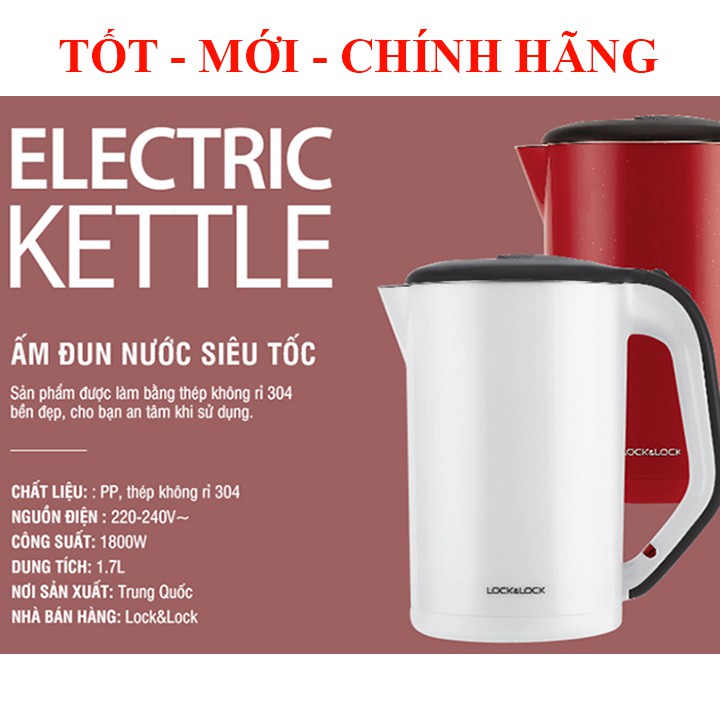 Bình Ấm Đun Siêu Tốc Lock&Lock 1.7L EJK738WHT