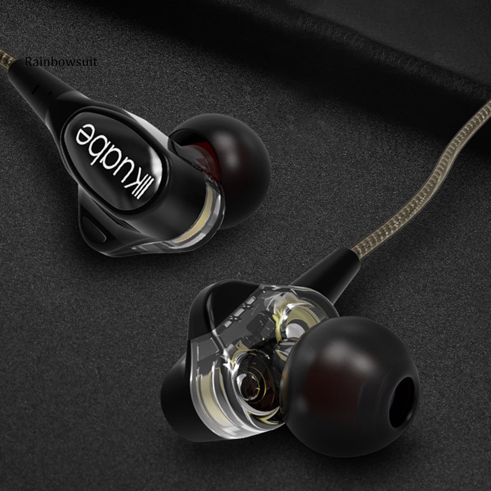 【RB】Kuabe s600 HIFI Heavy Bass Sport Earbuds Wired In-ear Earphones with Microphone