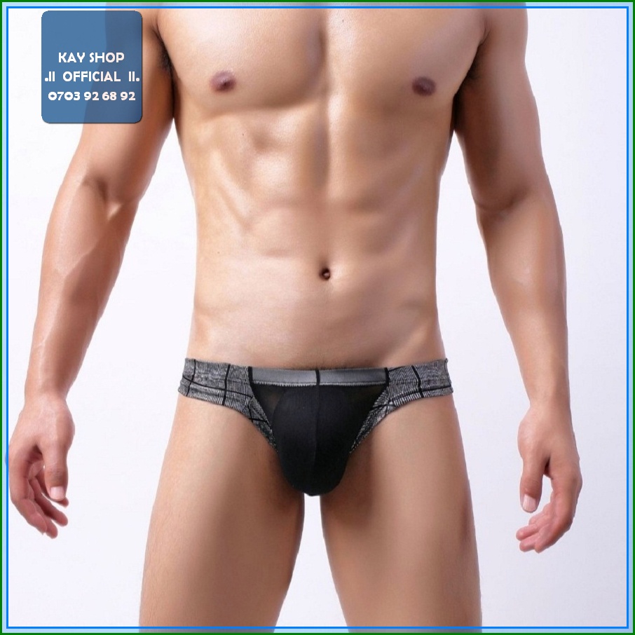 Quần lót nam tam giác lưới sexy nửa mông thun ánh kim đẹp mắt - Quần sịp nam ôm mông căng quyến rũ gợi cảm