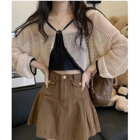 Áo Khoác Cardigan Len Dệt Kim Mỏng Chống Nắng Thời Trang Mùa Hè Dành Cho Nữ