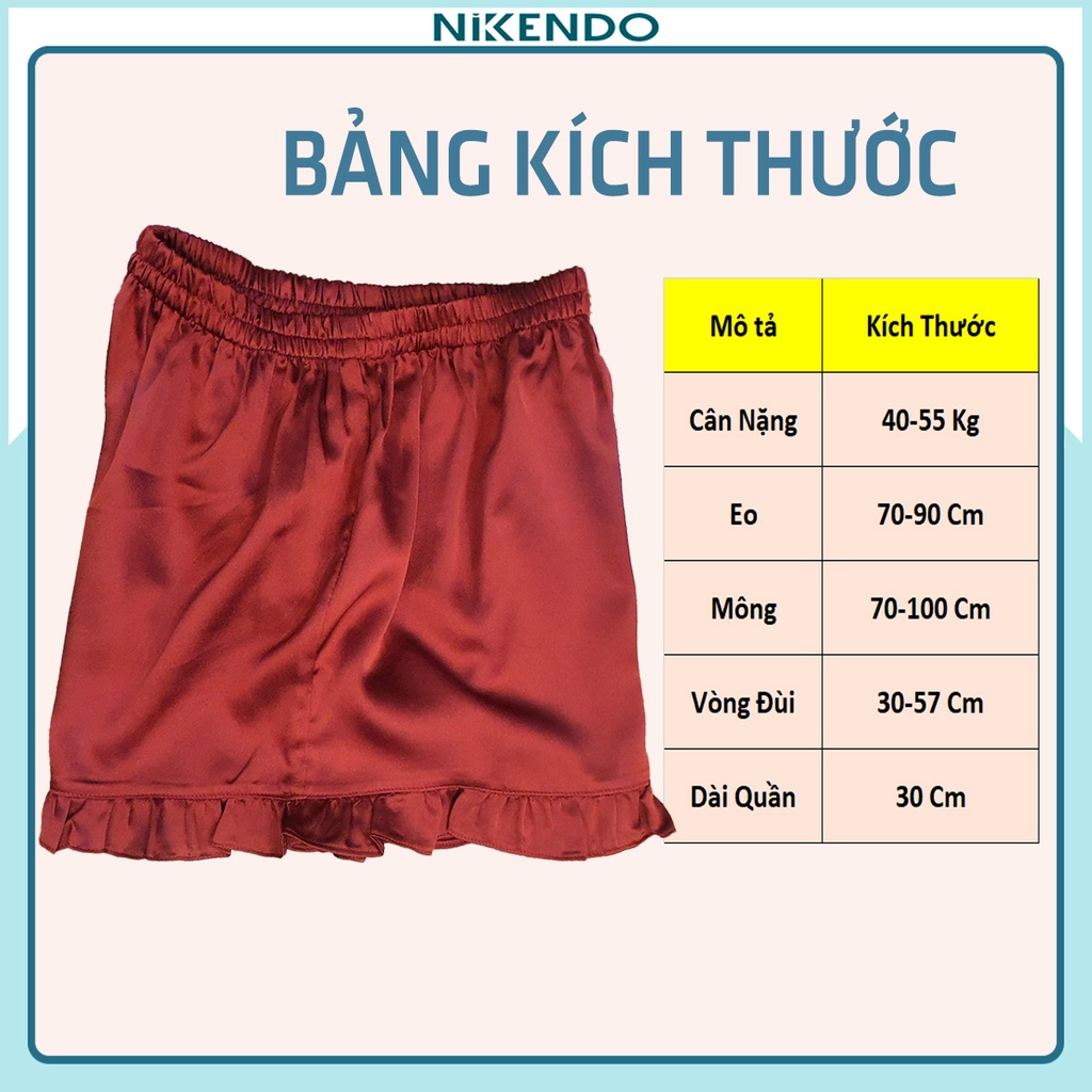 Quần Short Nữ Nikendo Đùi Lụa Satin Gấu Bèo Nhún, Quần Đùi Bánh Bèo QĐ2