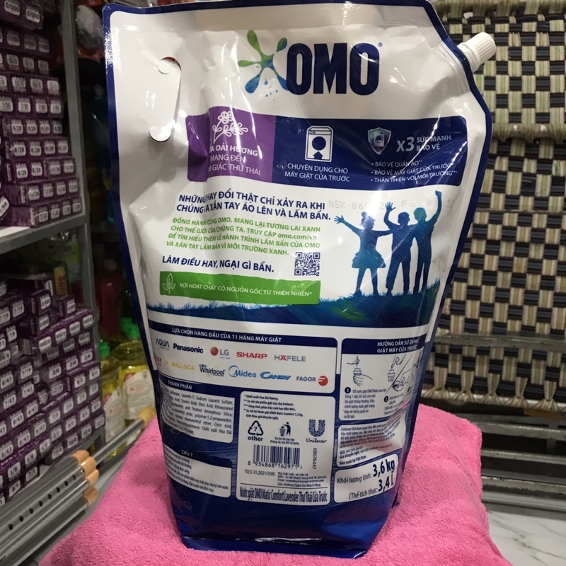 Nước Giặt Omo Matic Cửa Trước Hương Hoa oải  Hương 3,6kg