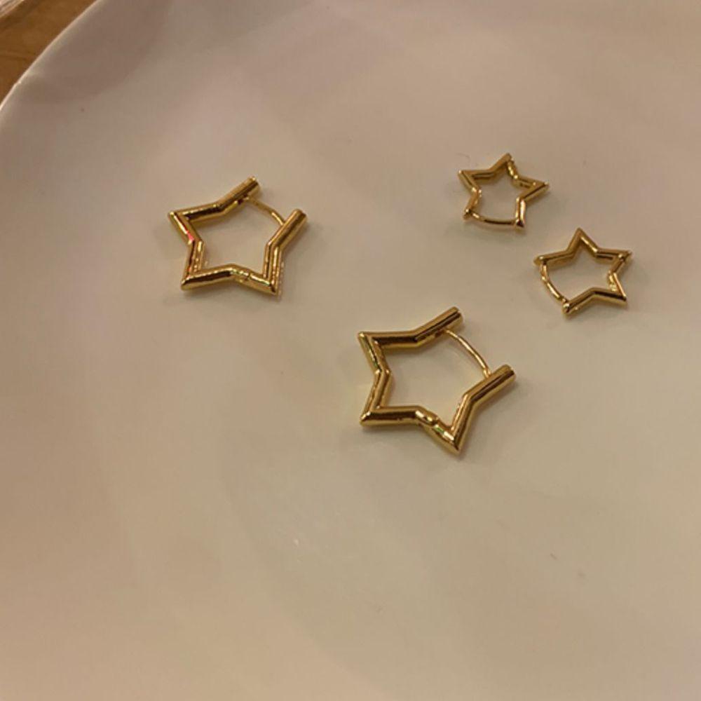 Khuyên Tai Thiết Kế Đơn Giản Độc Đáo Cho Nữ|Nhẫn Kim Loại Hình Ngôi Sao Sang Trọng
