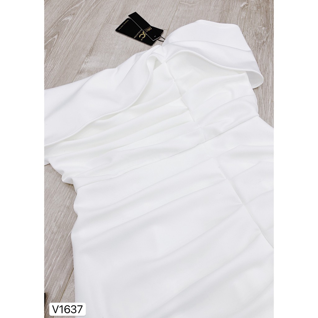 Váy trắng trễ vai xẻ đùi V1637 - ĐẸP SHOP DVC ( Ảnh mẫu và ảnh trải sàn do shop tự chụp )