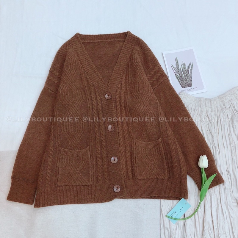 Cardigan len thừng 2 túi