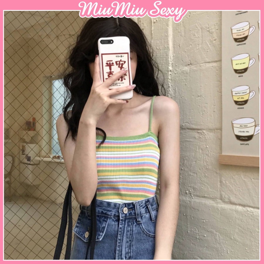 Áo 2 dây bún len tăm kẻ ngang