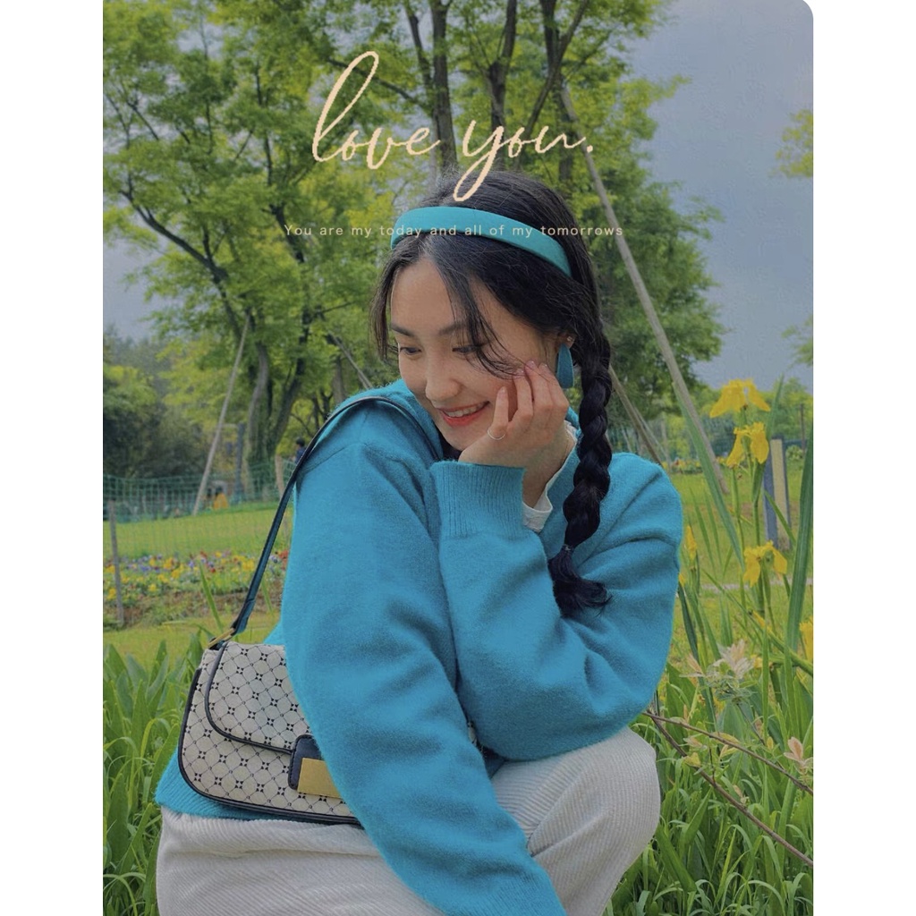 Băng Đô Cài Tóc Phồng Vải Trơn Chất Xốp Tiểu Thư Màu Pastel Dễ Thương