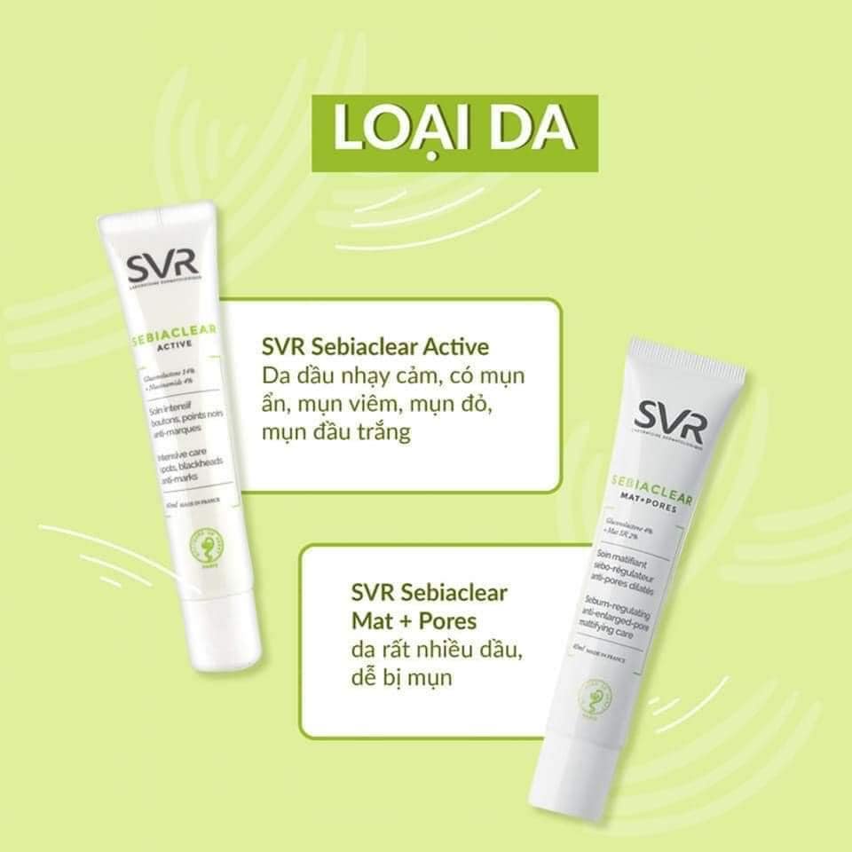 Kem dưỡng giảm mụn SVR sebiaclear active 40ml