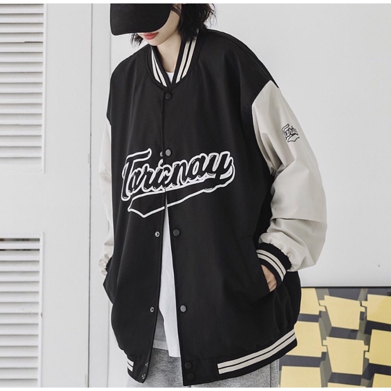 Áo khoác jacket dù - Áo bomber dù basic form rộng unisex chữ in Tarenary