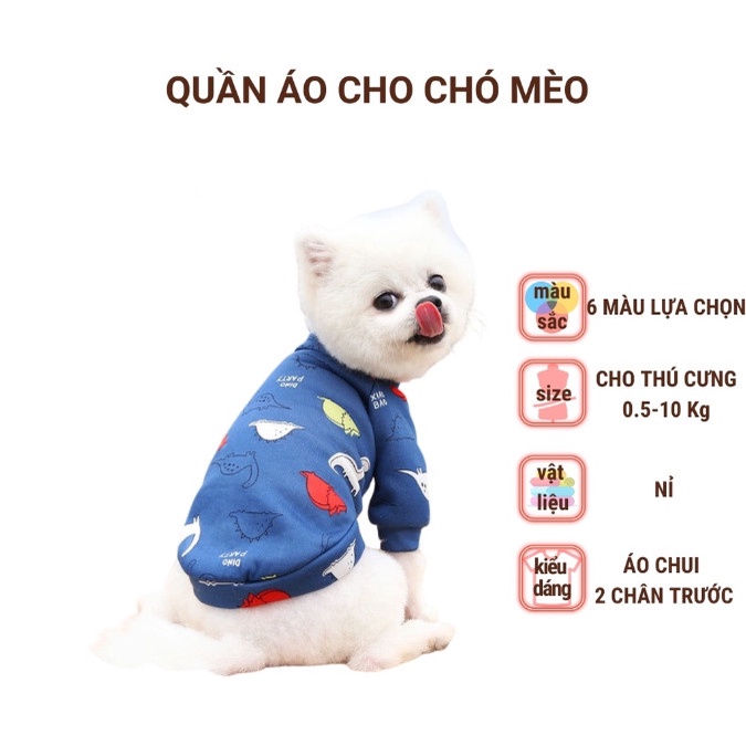 Áo Nỉ Họa Tiết Dễ Thương Siêu Đẹp Cho Chó Mèo Chất Mềm Mịn - Quần Áo Chó Mèo