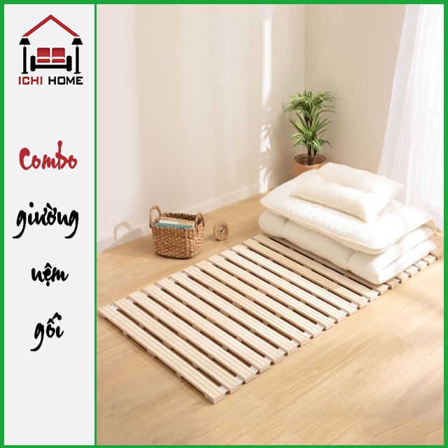Combo giường nệm gối Nhật - Hàng cao cấp xuất Nhật