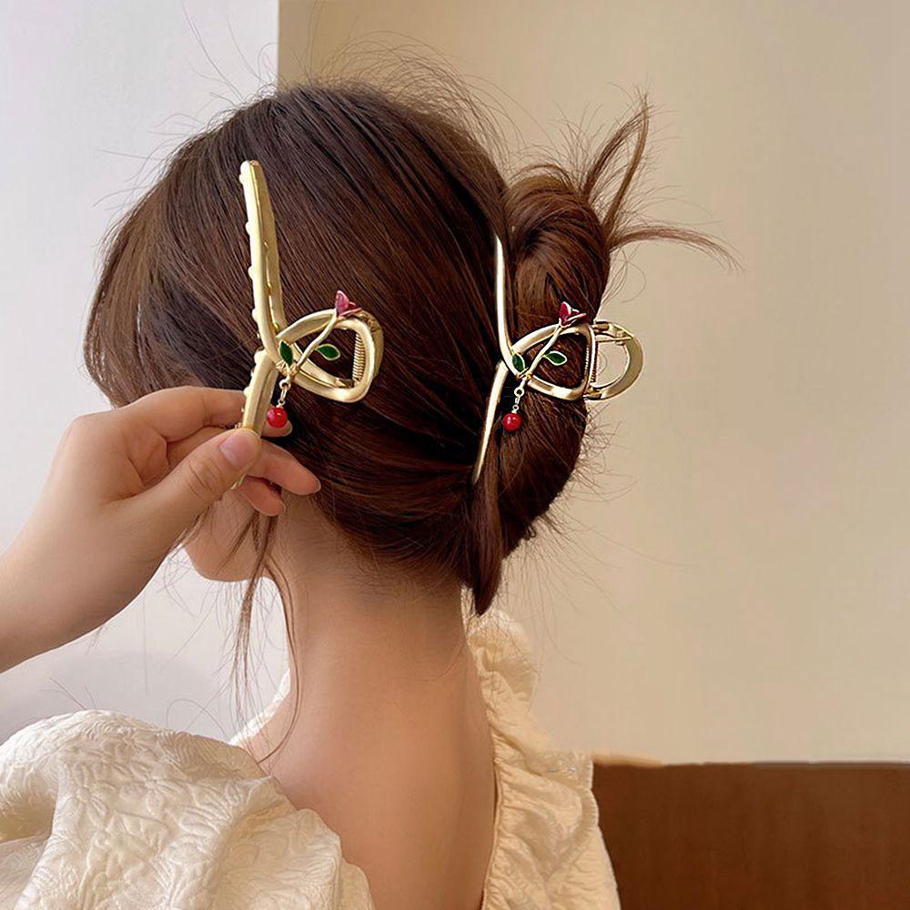 Kẹp tóc thời trang bằng kim loại hình hoa hồng phong cách Hàn Quốc giản đơn ngọt ngào cá tính dành cho nữ