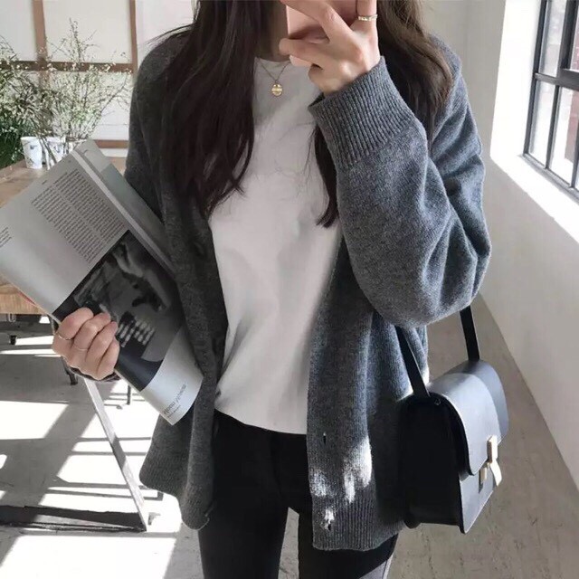 Áo cardigan len Đan 3 khuy
