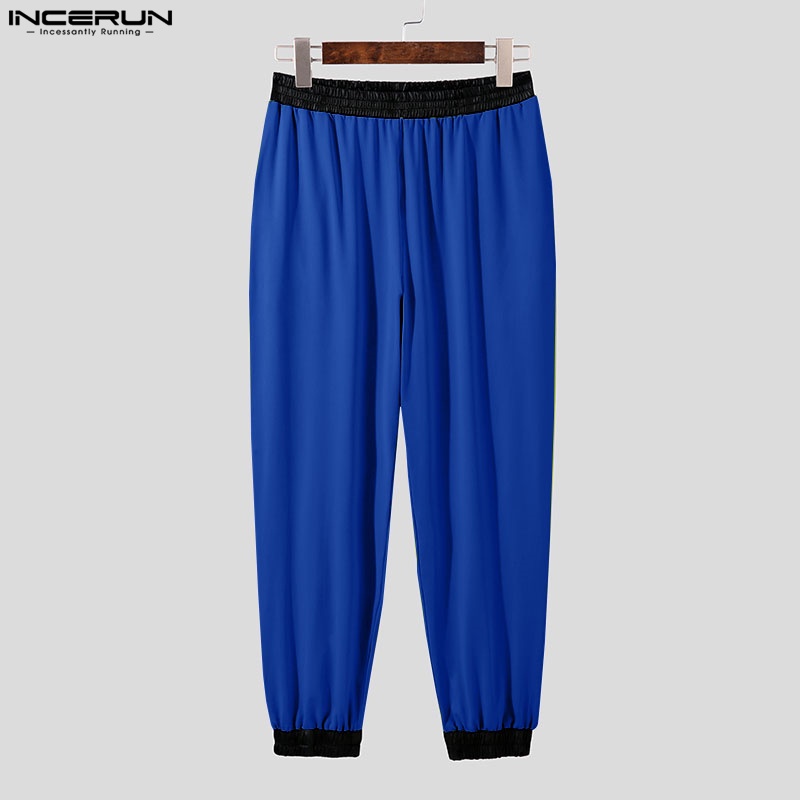 INCERUN Quần Dài Lưng Thun Phối Màu Thời Trang Cho Nam Có 3 Màu Lựa Chọn