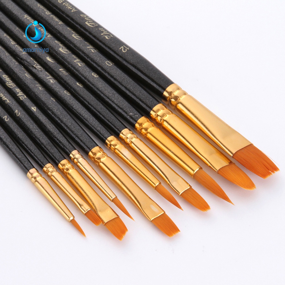 Hàng Có Sẵn Hàng| Set 10 Cọ Vẽ Màu Nước Chất Lượng Cao