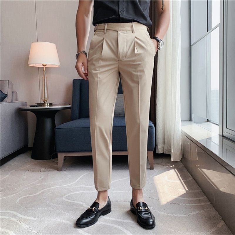 Quần âu nam cạp cao - kiểu mới dáng ống côn công sở Hàn Quốc cao cấp , quần tây trắng nam,màu đen , màu xám
