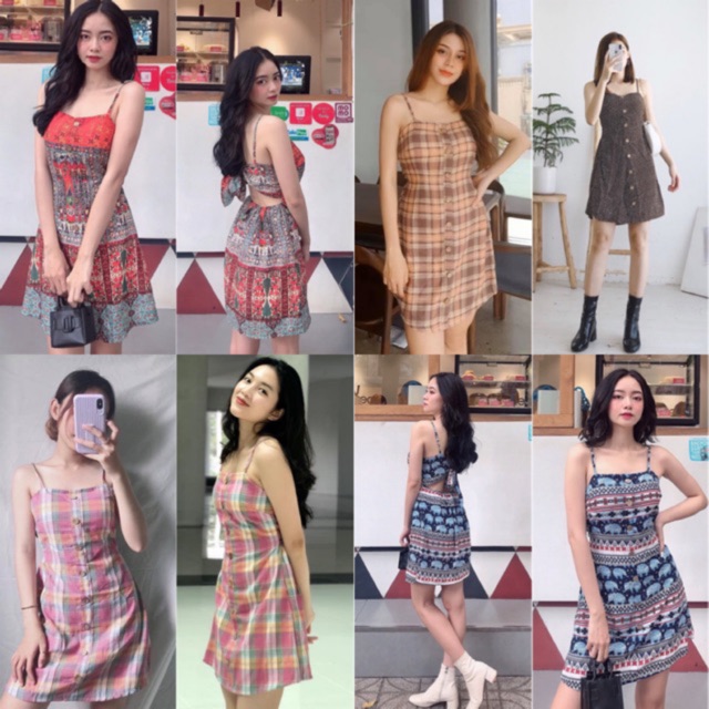 ĐẦM XINH HAI DÂY LOLI DRESS CÓ MÚT NGỰC - ĐẦM THIẾT KẾ FROM SUÔNG CỘT NƠ SAU LƯNG - CÓ BO CHUN EO ( kèm ảnh trải sàn )