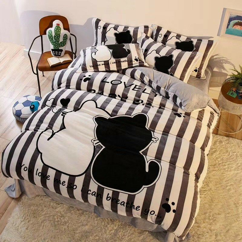 Bộ chăn ga nỉ nhung 5d